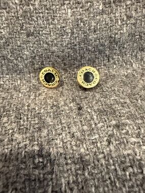 Coach Gold-Tone Stud Earrings with Black Center